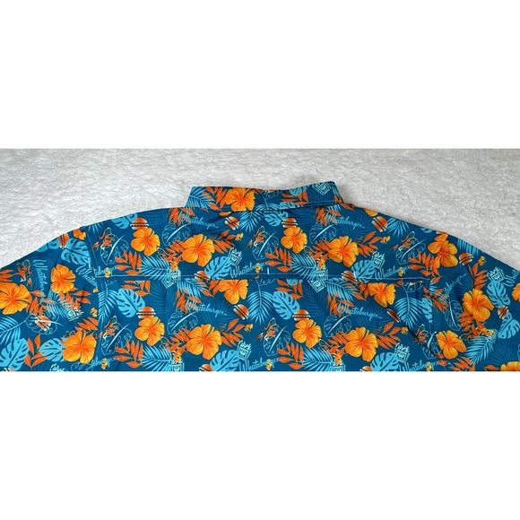 Whataburger Mens Floral Tropical Pearl Snap Shirt Blue size Large Short Sleeve - Picture 11 of 16